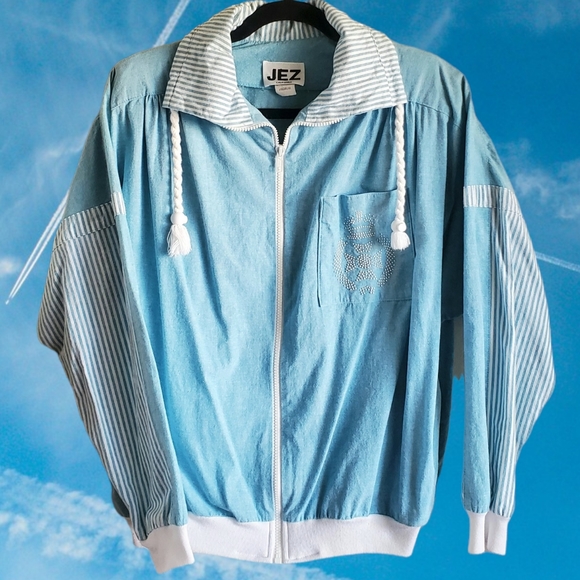 Vintage Jackets & Blazers - Vintage Striped Blue Jacket